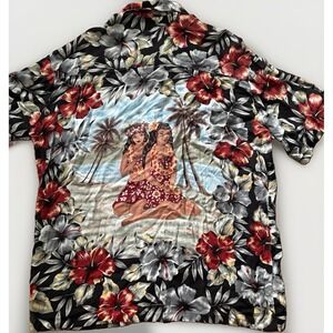 Kennington LTD California Hawaiian Shirt Mens LG Island Hula Girl Aloha Rayon